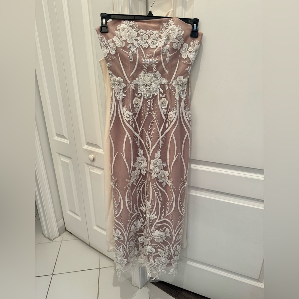 NWT Helsi Catherine Sequin Lace Strapless Bridal Dress XS - Picture 7 of 11